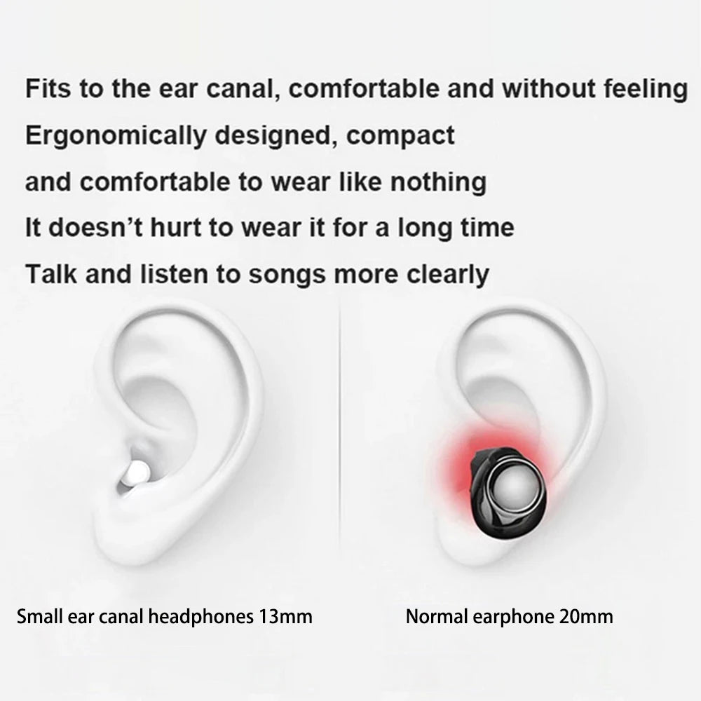 Invisible Earphones Mini Headphones V5.2 Bluetooth TWS In-Ear Earbuds Noise Reduction Wireless Sleep In-Ear Earbuds With Micr