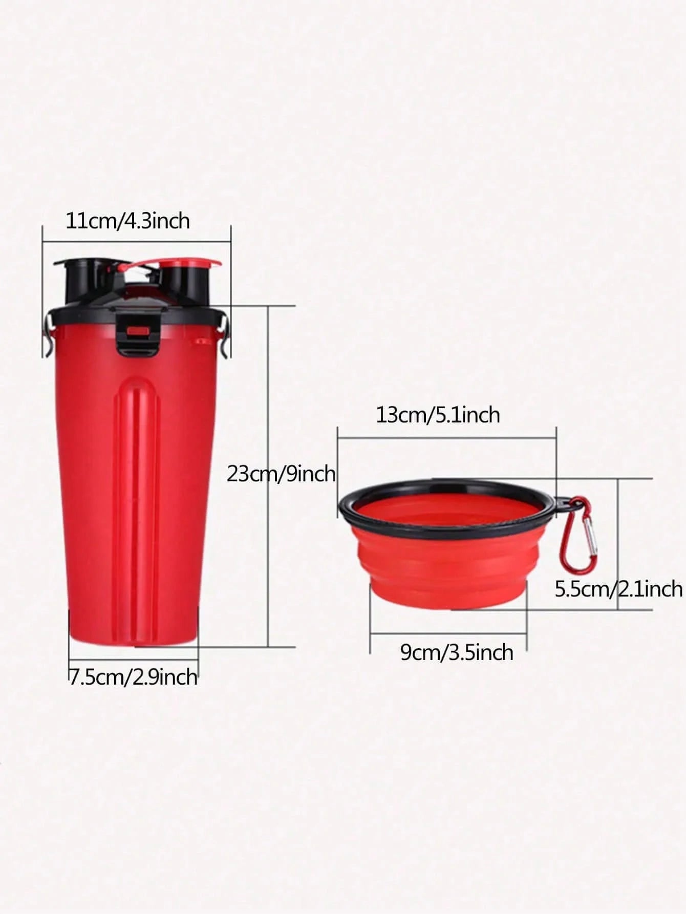 1set-Portable 2-in-1 dog water bottle with folding bowl, leak proof outdoor pet water dispenser