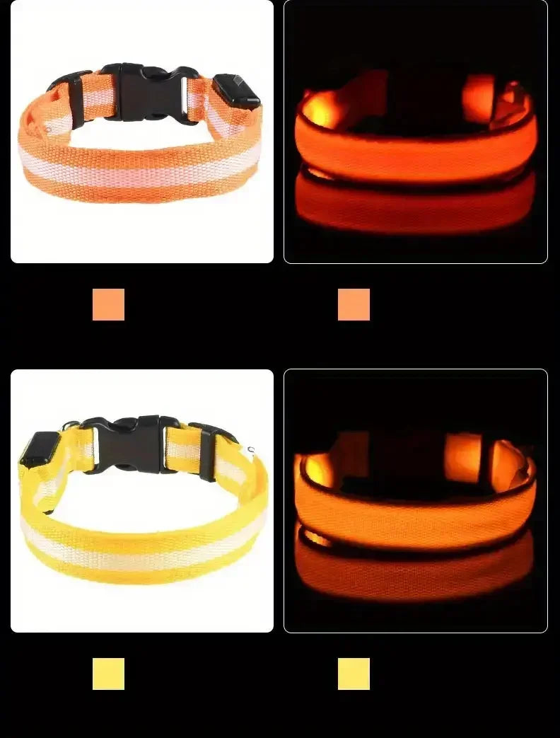 Light Up LED Pet Dog Collar Safety Night Walking Flashing Glow In The Dark LED Pet Dog Battery Collar Small Medium Large Dog