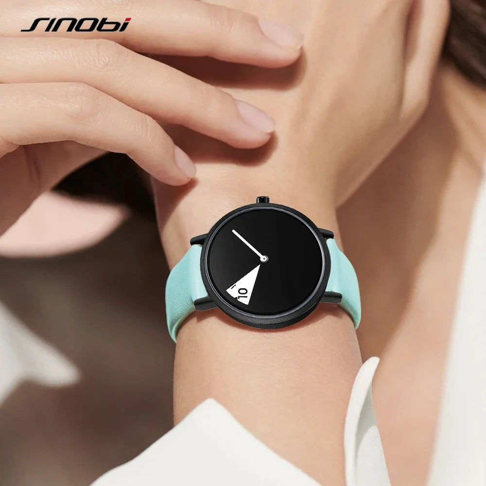 Sinobi Creative Women Watch Fashion Luxury Wristwatch Rotate Yellow Leather Band Ladies Watch Clock Montres Femme Reloj Mujer
