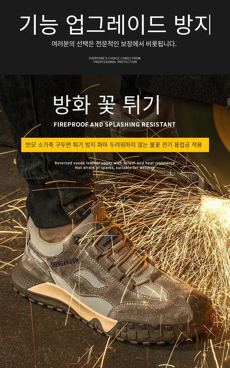 Fashion Steel Toe Cap Shoes For Men Anti Scalding Anti Smashing Wrok Safety Boots And Anti Puncture Protective Male Footwear