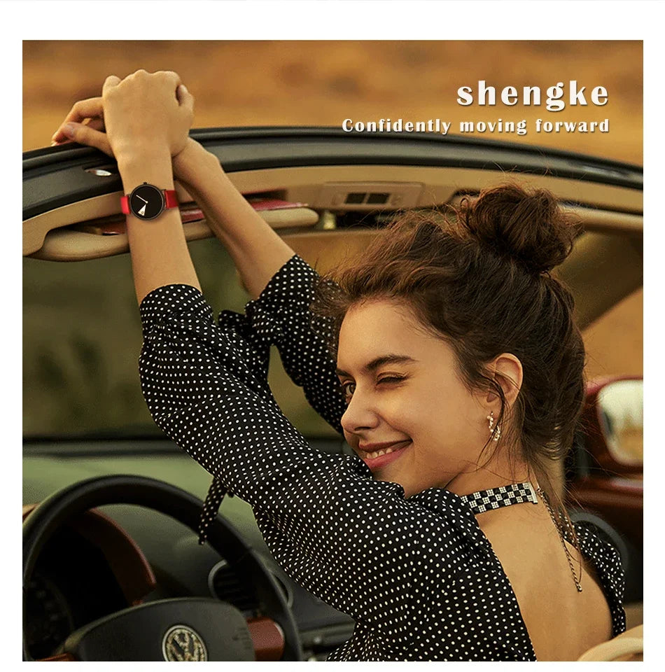 Sinobi Creative Women Watch Fashion Luxury Wristwatch Rotate Yellow Leather Band Ladies Watch Clock Montres Femme Reloj Mujer