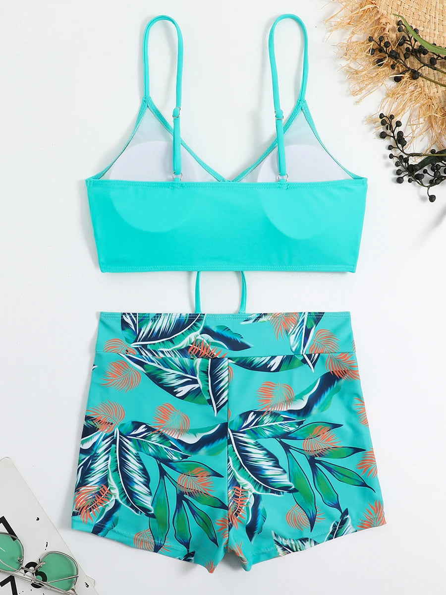 Drawstring Front Shorts Bikinis 2025 High Waist Swimsuit Women Swimwear Female Bathers Bathing Swimming Swim Suit Beachwear