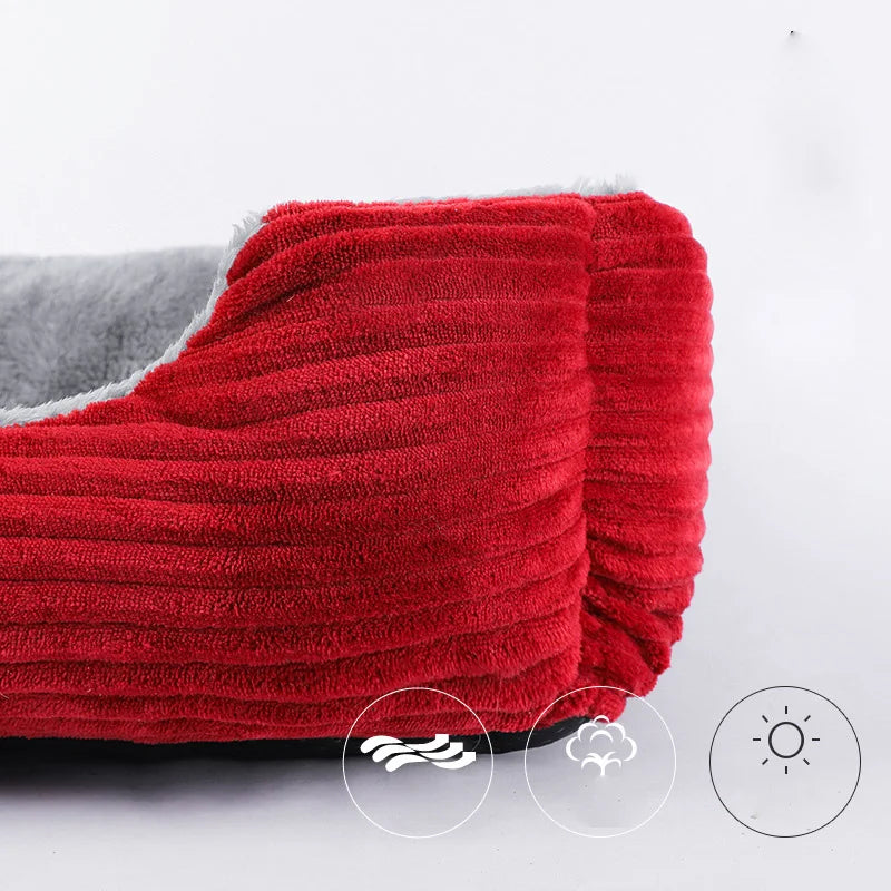 Plush Dog Bed Rectangle Kennel Cat Puppy Sofa Bed Pet House Winter Warm Beds Cushion for Small Dogs