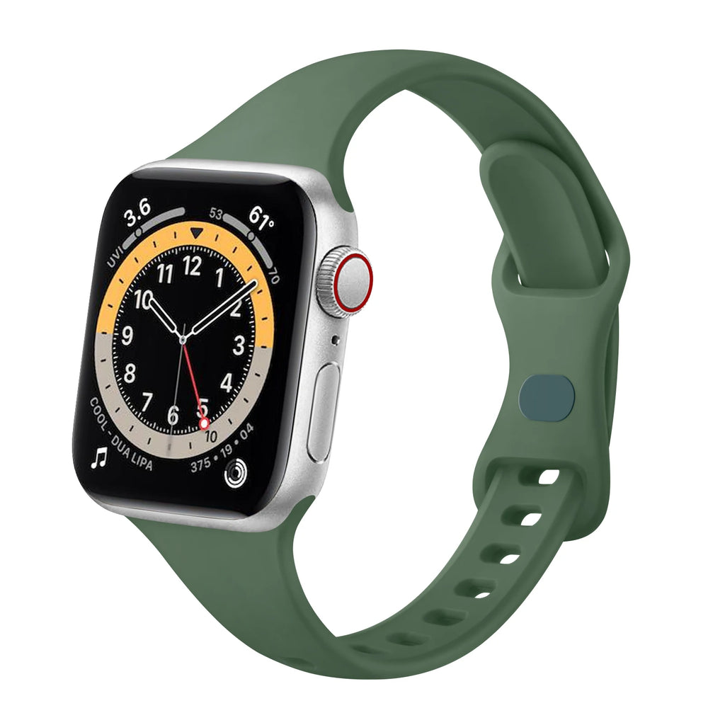 Silicone Slim Band For Apple Watch Band 49mm 46mm 45mm 41mm 44mm 40mm 38mm Strap Watchband Bracelet For iWatch 10 8 9 7 5 4 3 2