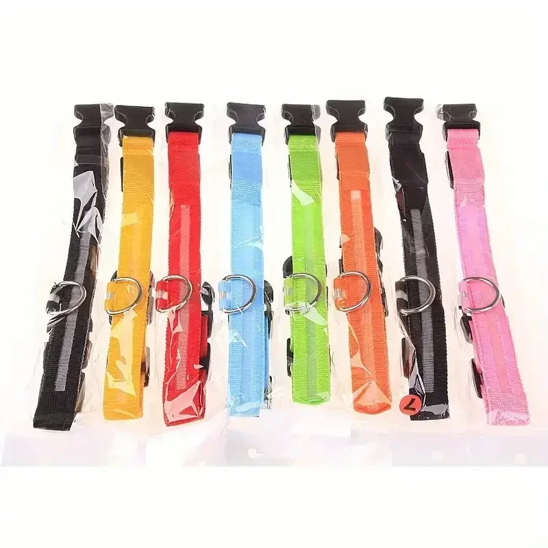 Light Up LED Pet Dog Collar Safety Night Walking Flashing Glow In The Dark LED Pet Dog Battery Collar Small Medium Large Dog