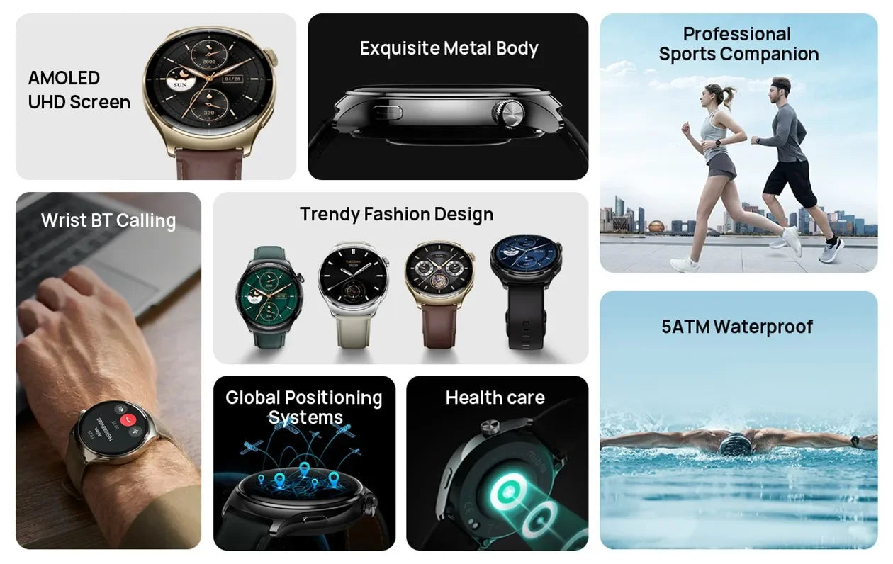 Mibro Lite3 Pro Smartwatch Global Version Metal Body Built-In GPS Bluetooth Call AMOLED Screen Men Women Watch For iOS Android