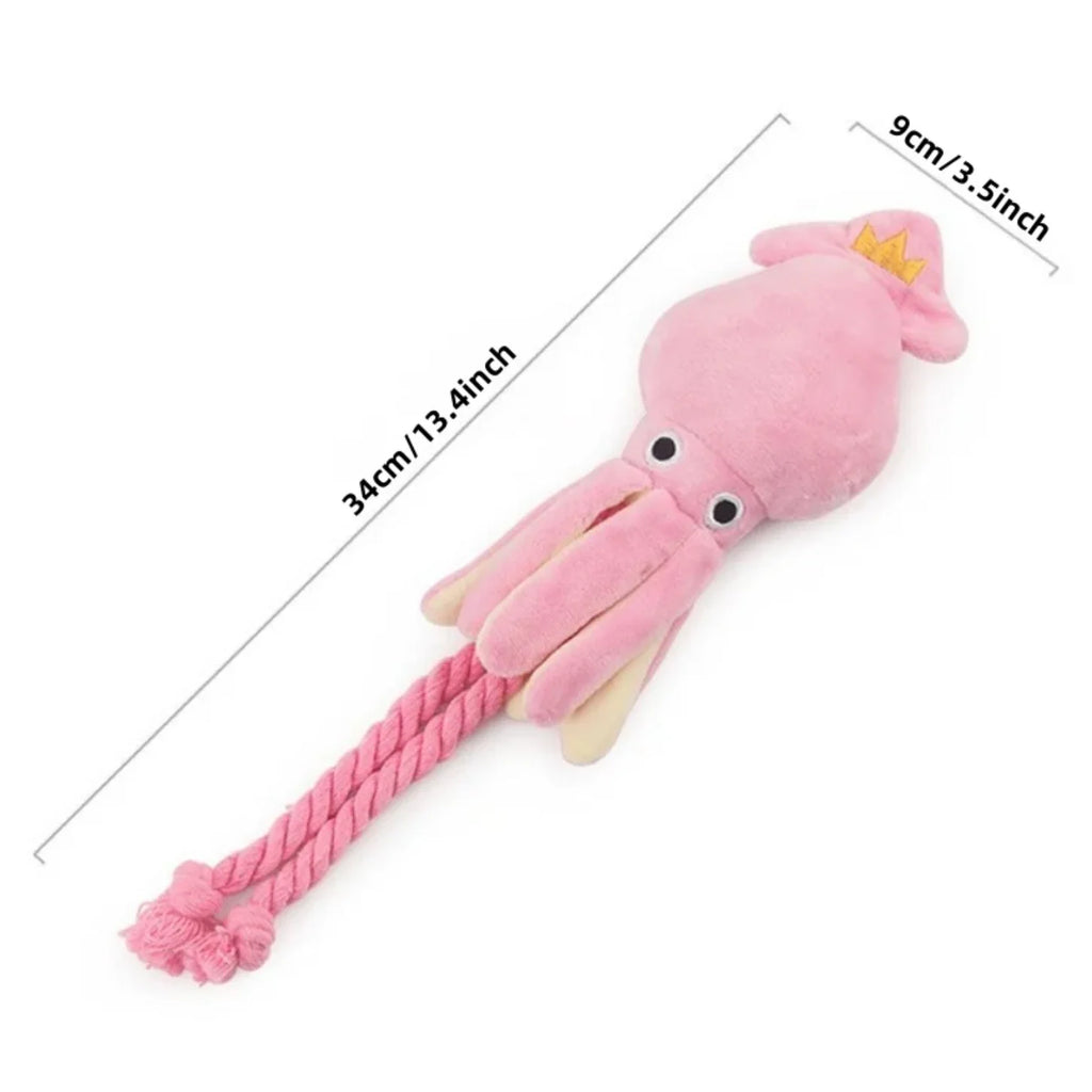 Squid Puppy Pet Dog Chew For Lovely Pink Teeth Cleaning Pet Toys Octopus Plush Toys Supplies BB Small Cute Rope Toy Dog Squeak