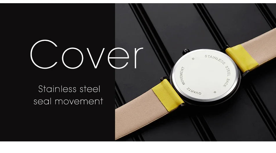 Sinobi Creative Women Watch Fashion Luxury Wristwatch Rotate Yellow Leather Band Ladies Watch Clock Montres Femme Reloj Mujer